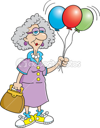 Senior Citizen Lady Holding Balloons   Stock Illustration 14558443