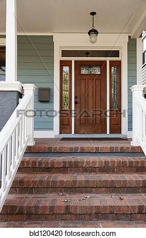 Stock Photography   Brick Steps And Front Door Of House  Fotosearch