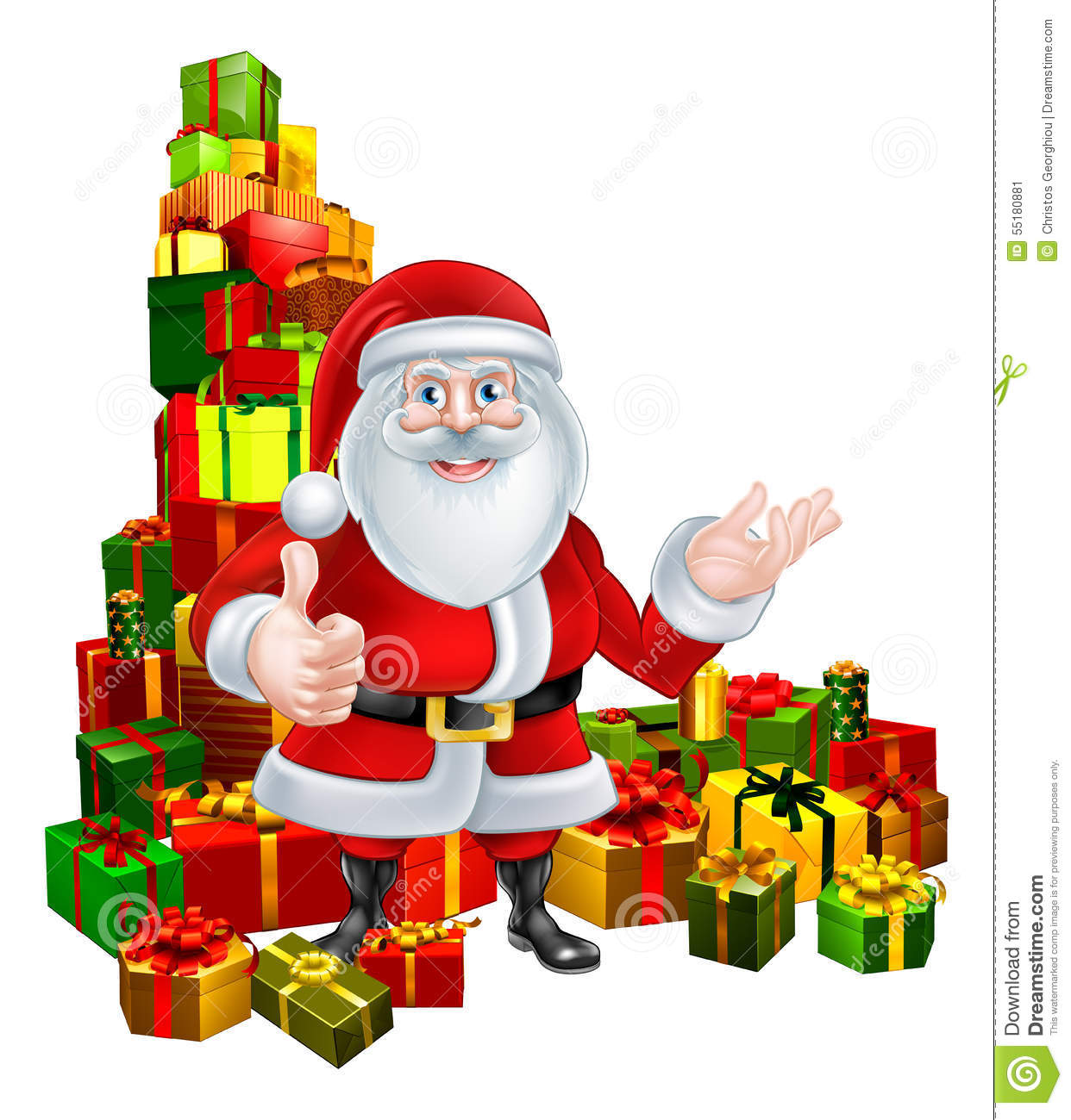 Thumbs Up Standing In The Middle Of A Huge Stack Of Presents Or Gifts