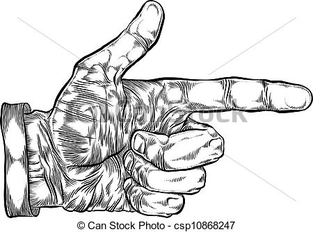Vector Of Finger Pointing Hand   Finger Pointing Hand Etching Vintage