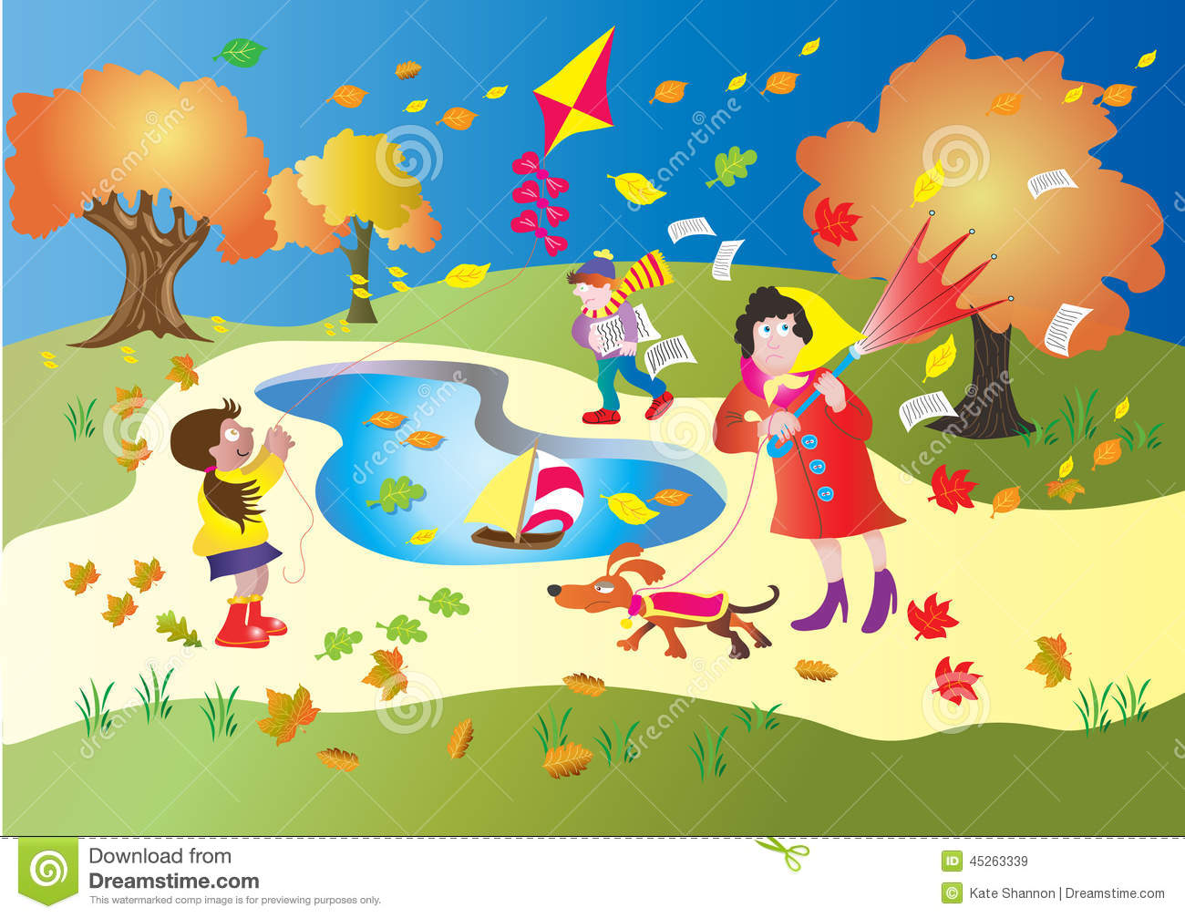 Windy Day In The Park Stock Vector   Image  45263339