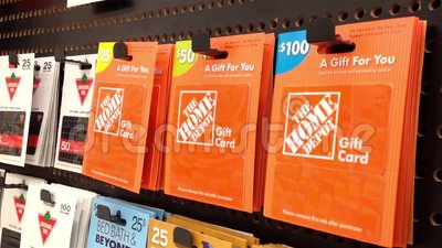 Woman Picking The Homedepot Gift Card Stock Video   Video  51424649