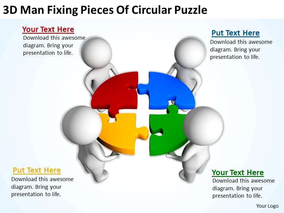 3d Man Fixing Pieces Of Circular Puzzle Ppt Graphics Icons Powerpoint