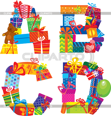 Abcd   English Alphabet   Letters Are Made Of Gift Boxes And Presents    