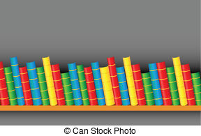 Books On Shelf   Illustration Of Row Of Colorful Books On