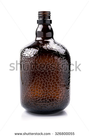 Brown Transparent Glass Bottle Isolated On White    Stock Photo