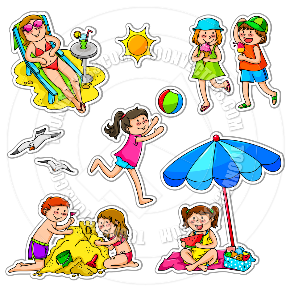 Cartoon Kids In Summer By Ayelet Keshet   Toon Vectors Eps  50773