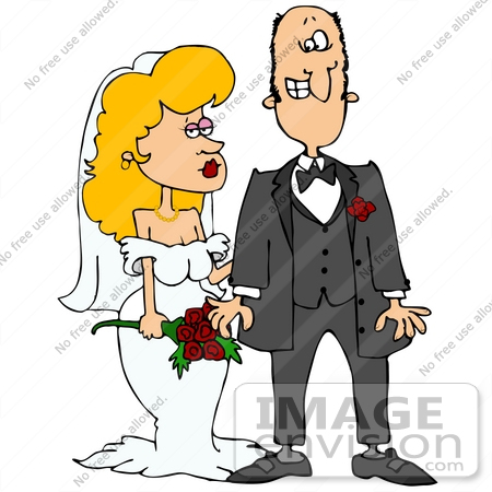 Clip Art Graphic Of A Nervous Caucasian Groom With Cold Feet Standing