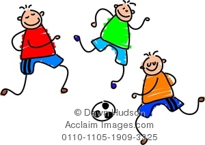 Clipart Image Of A Group Of Happy Boys Playing Soccer   Acclaim Stock    