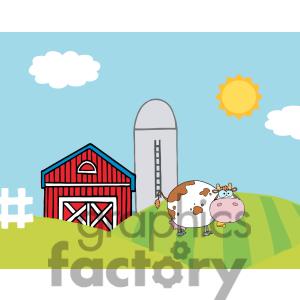 Country Farm Scene With Cow
