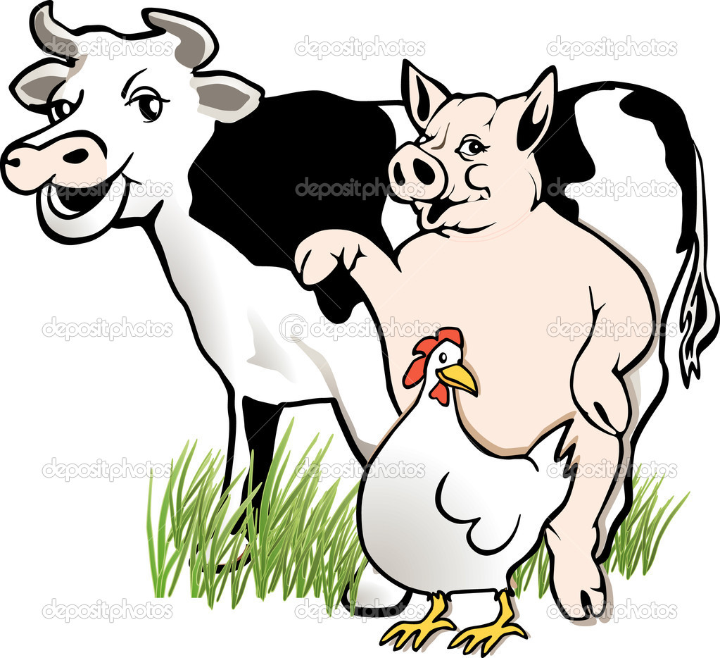 Cow Pig Chicken   Stock Vector   Scusi0 9  2918437