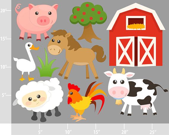 Cute Farm Animals   Digital Clip Art   Personal And Commercial Use