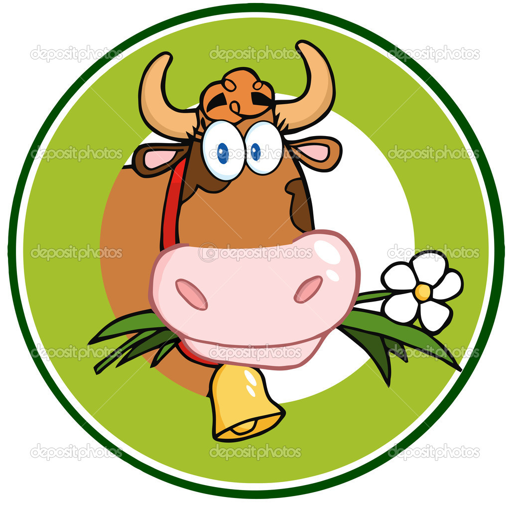 Dairy Cow Cartoon Logo Mascot Banner   Stock Photo   Hittoon