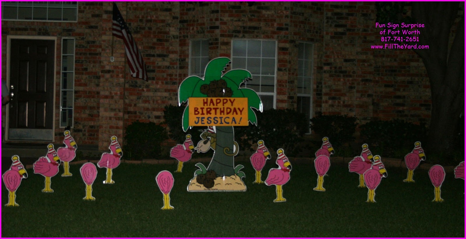 Fun Sign Surprise Fort Worth Lawn Greetings Happy Birthday