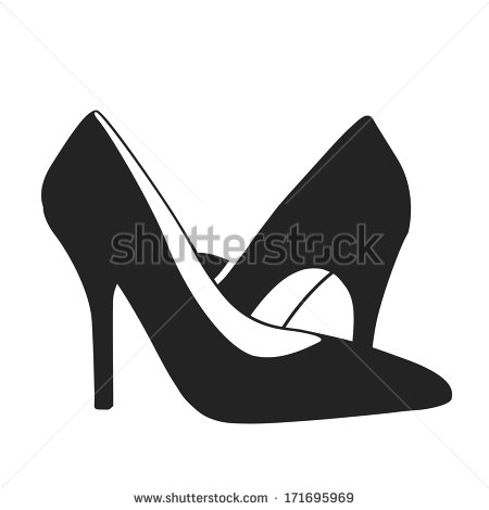 High Heel Shoes Silhouette Black And White Icon  Vector Illustration