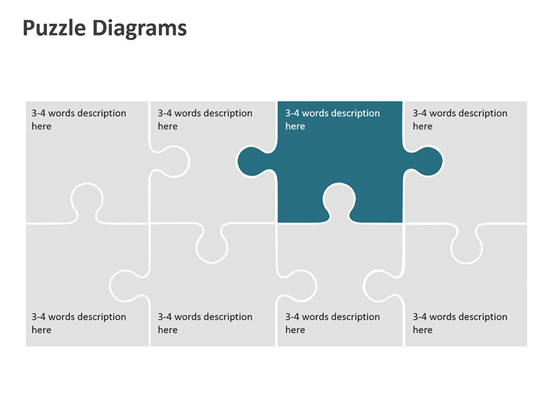 Jigsaw Puzzle Diagram Template   Editable Vector Powerpoint