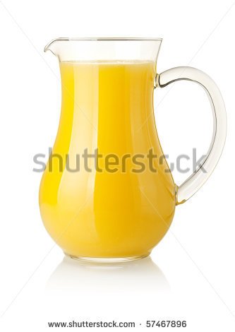 Orange Juice In Pitcher  Isolated On White Background   Stock Photo