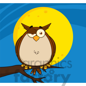 Royalty Free Rf Clipart Illustration Owl On Tree In The Night