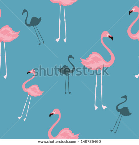 Seamless Texture Of Pink Flamingos  Cartoon  Wallpaper Pattern  Vector