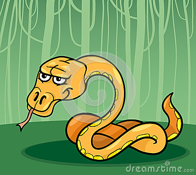 Snake In The Jungle Cartoon Illustration Royalty Free Stock Images