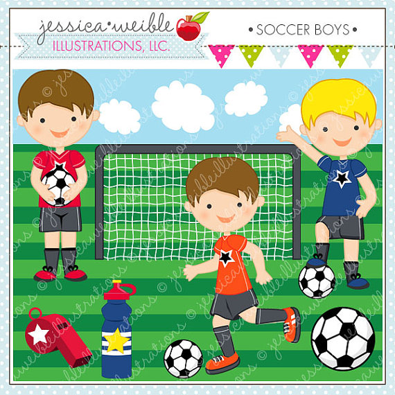 Soccer Boys Cute Digital Clipart For Commercial And Personal Use    