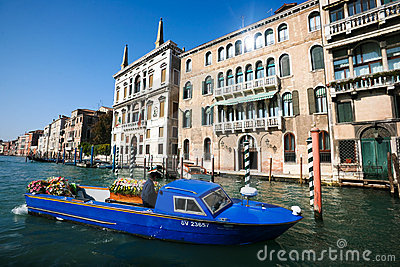Venice   October 26  Boat Transporting Coffin And Flowers In On