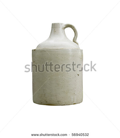 Vintage Whisky Crock Isolated Over White With Clipping Path At This    