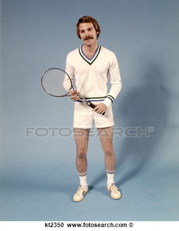 1970 1970s Full Figure Man Standing Wear Tennis Clothes Outfit Shorts    