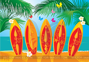 Aloha   Summer Holiday Postcard   Surf Boards   Vector Clip Art