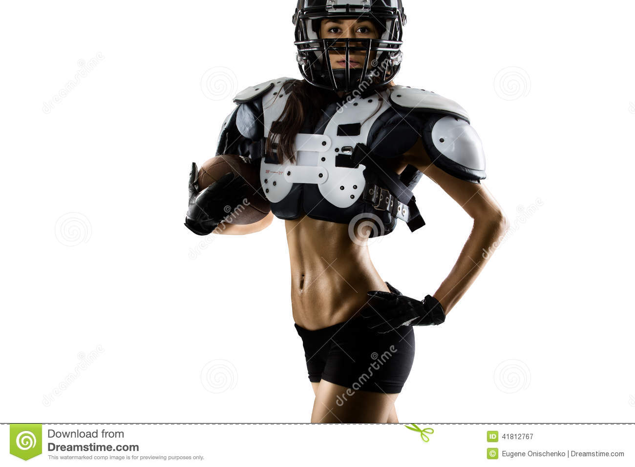 American Football Woman Player In Action Stock Photo   Image  41812767