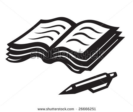 Book And Pen Clipart Monochrome