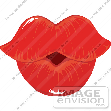 Clip Art Grapic Of Woman S Puckered Lips In Red Lipstick    40919 By