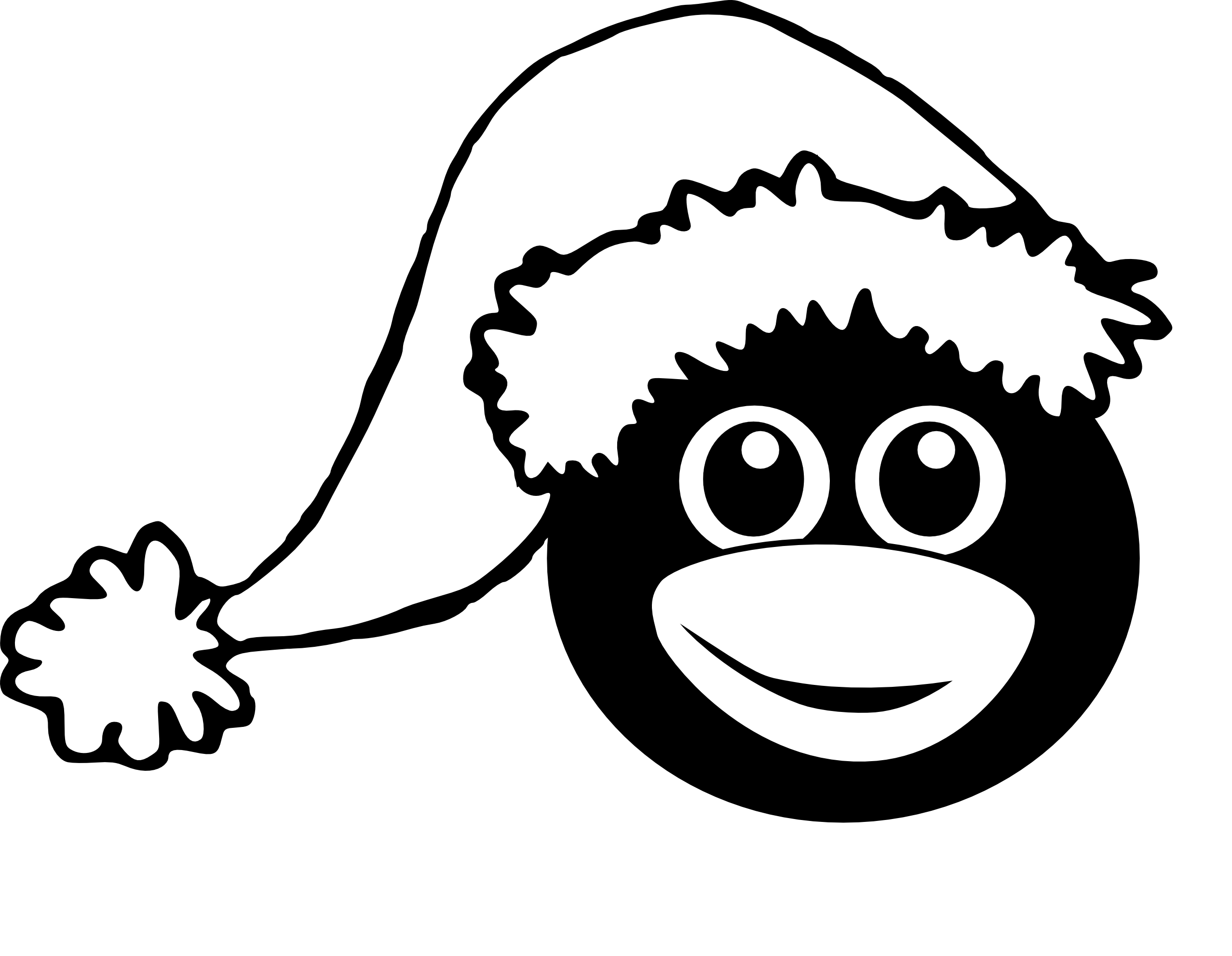 Clip Art  Penguin 1 Head With Santa Hat Black       Clipart Best