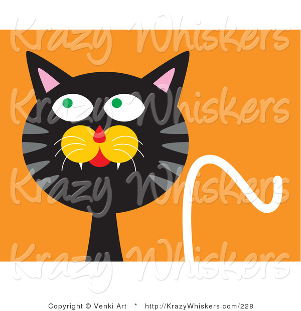 Critter Clipart Of A Silly Black Cat With An Orange Background By