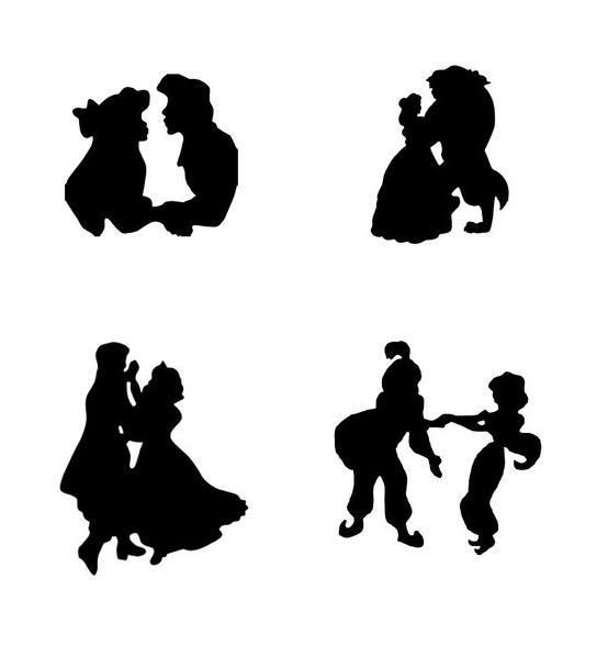 Disney Couples Silhouettes   Cartoons   Pinterest   Couple Silhouette