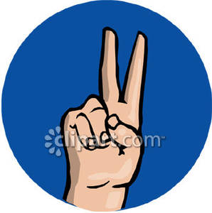Hand Holding Up Two Fingers Royalty Free Clipart Picture