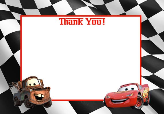 Instant Download Disney Cars Printable Thank You Card Lightening Mcq
