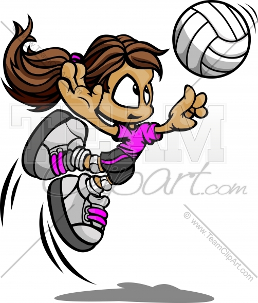 Kid Volleyball Player Girl Spiking Ball   Team Clipart  Com   Quality