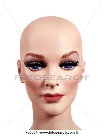 Of Woman Mannequin Head Without Hair 1970s Style Make Up Studio Indoor