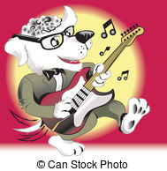 Rock N Roll Dog   50s Era Rock N Roll Dog Playing Guitar