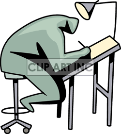 Royalty Free A Person Sitting At A Drafting Table Drawing Clipart    