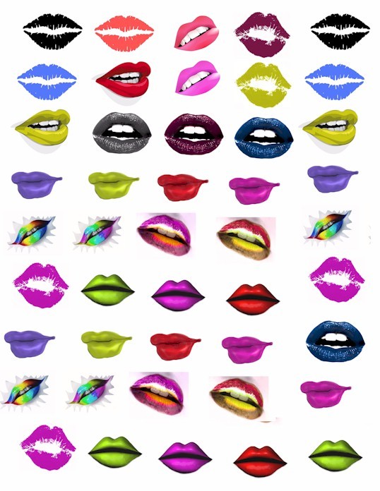 Sexy Lips Mouth Kisses Large Clip Art Digital Download Collage Sheet