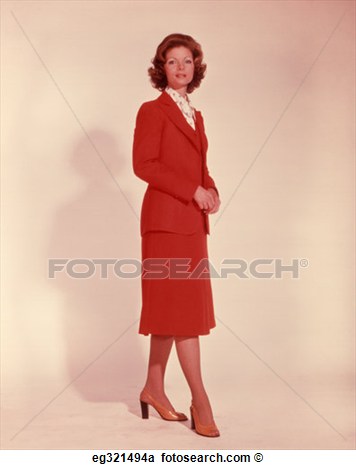 Stock Photography   1970s Business Woman In Red Suit  Fotosearch    
