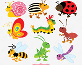 To Double Minibeast Insect Colour And Stamp Clipart Set On Etsy