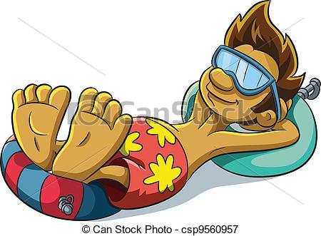 Vectors Illustration Of Relaxing Summer Boy   Cartoon Illustration Of