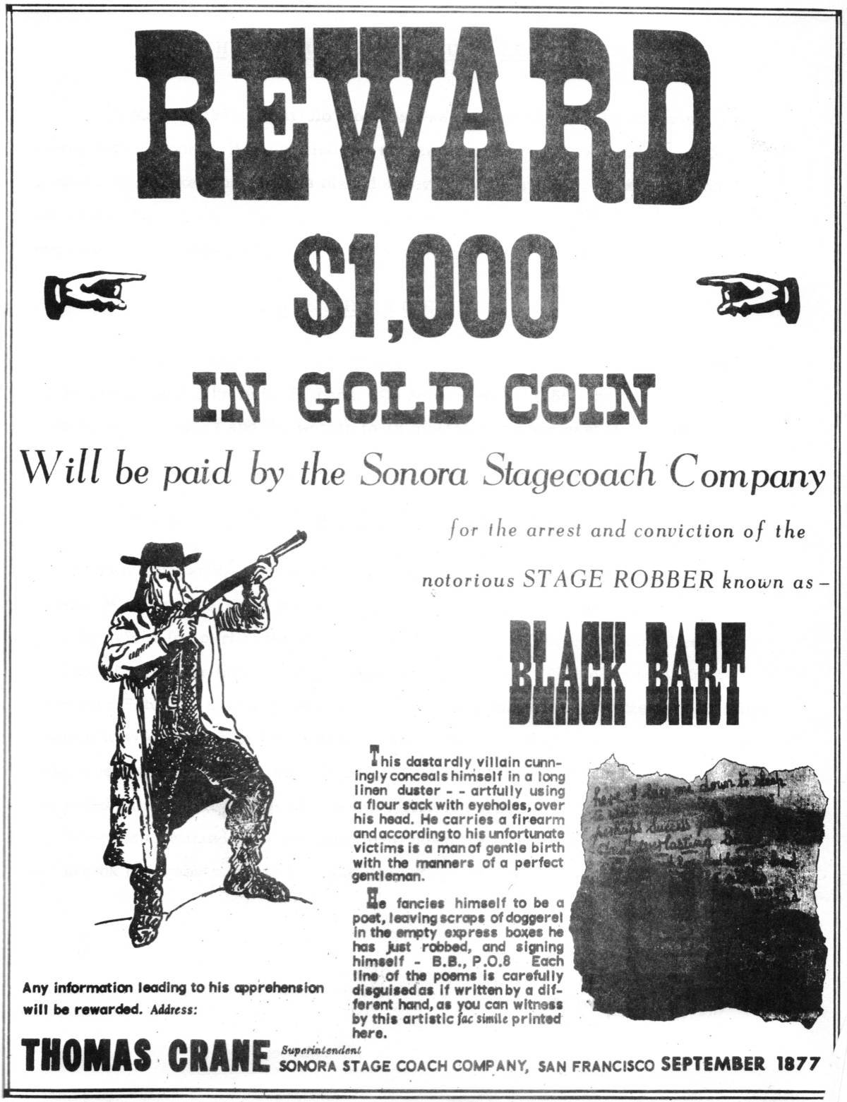 Wanted Poster Promises  1000 In Gold For Bart