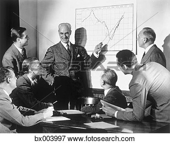1930s Group Of Men Executives In Business Board Meeting Viewing Chart