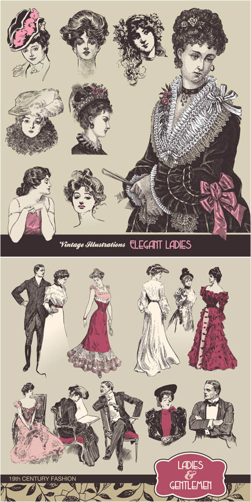 19th Century Fashion Vector 2 Sets With Vector 19th Century Fashion    