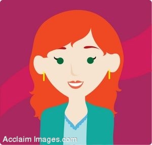 Clip Art Icon Of A Red Haired Woman Wearing A Blazer  Clipart