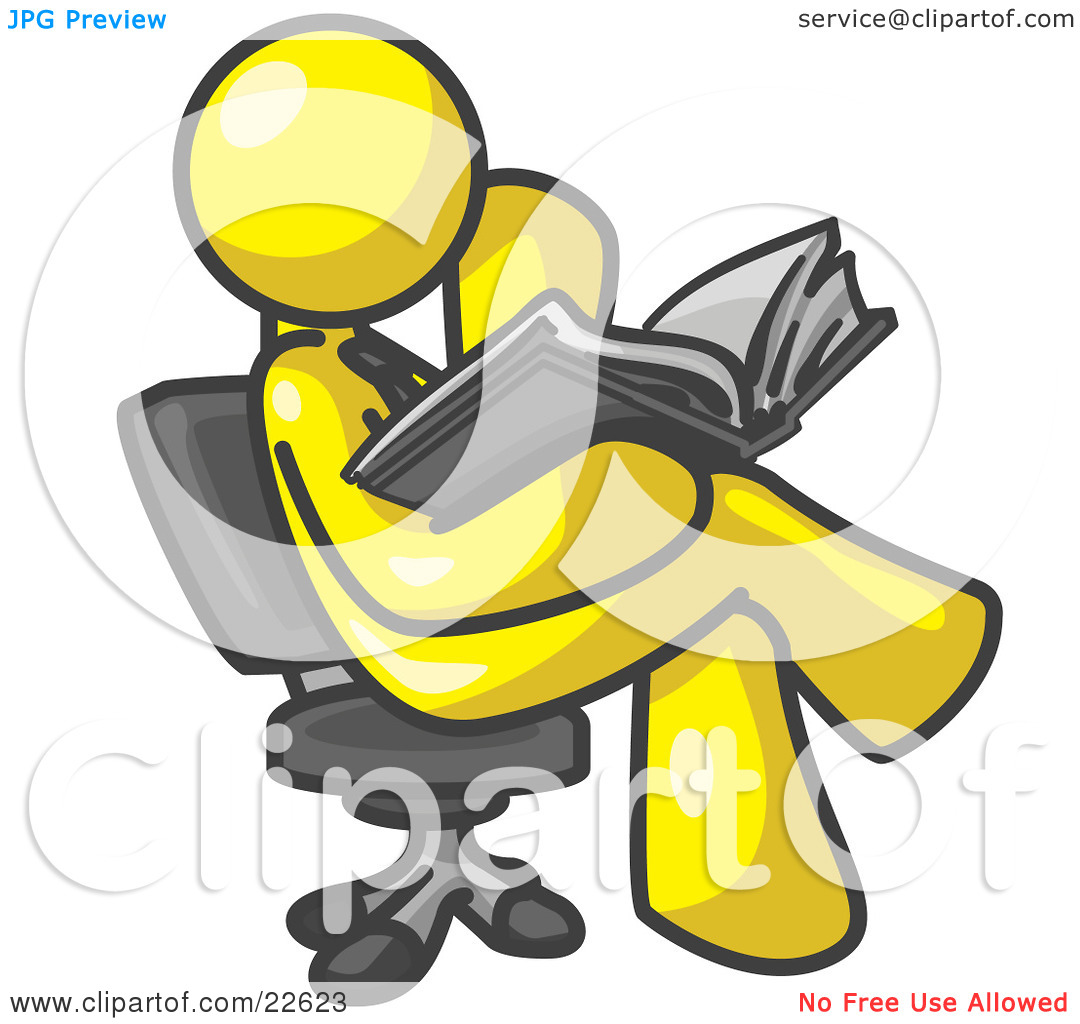 Clipart Illustration Of A Yellow Man Sitting Cross Legged In A Chair